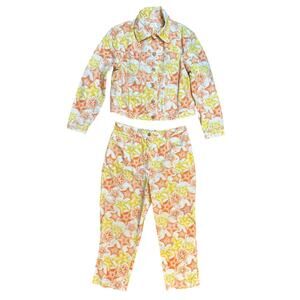 St. John Sport Starfish Set 2 Pc. Matching Jacket and Cropped Pants Small